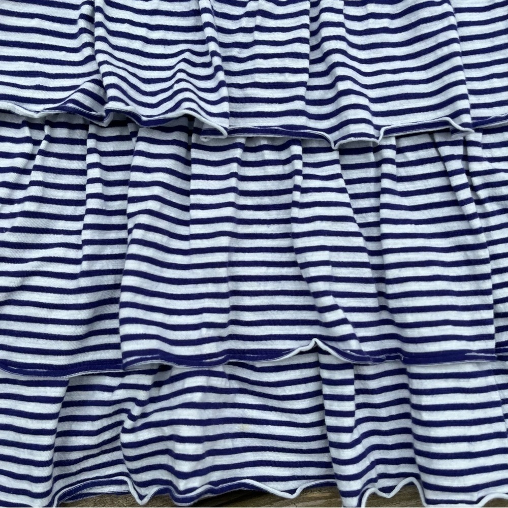 ** Anthropologie postcard blue striped ruffle tiered short sleeve top Small - Picture 2 of 8